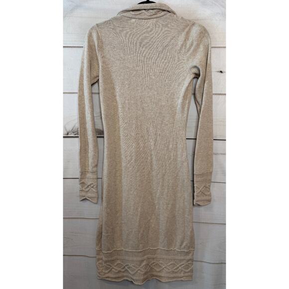Athleta Beige Sweater Dress Sz S Collared Ribbed Cozy Comfy - Picture 2 of 6